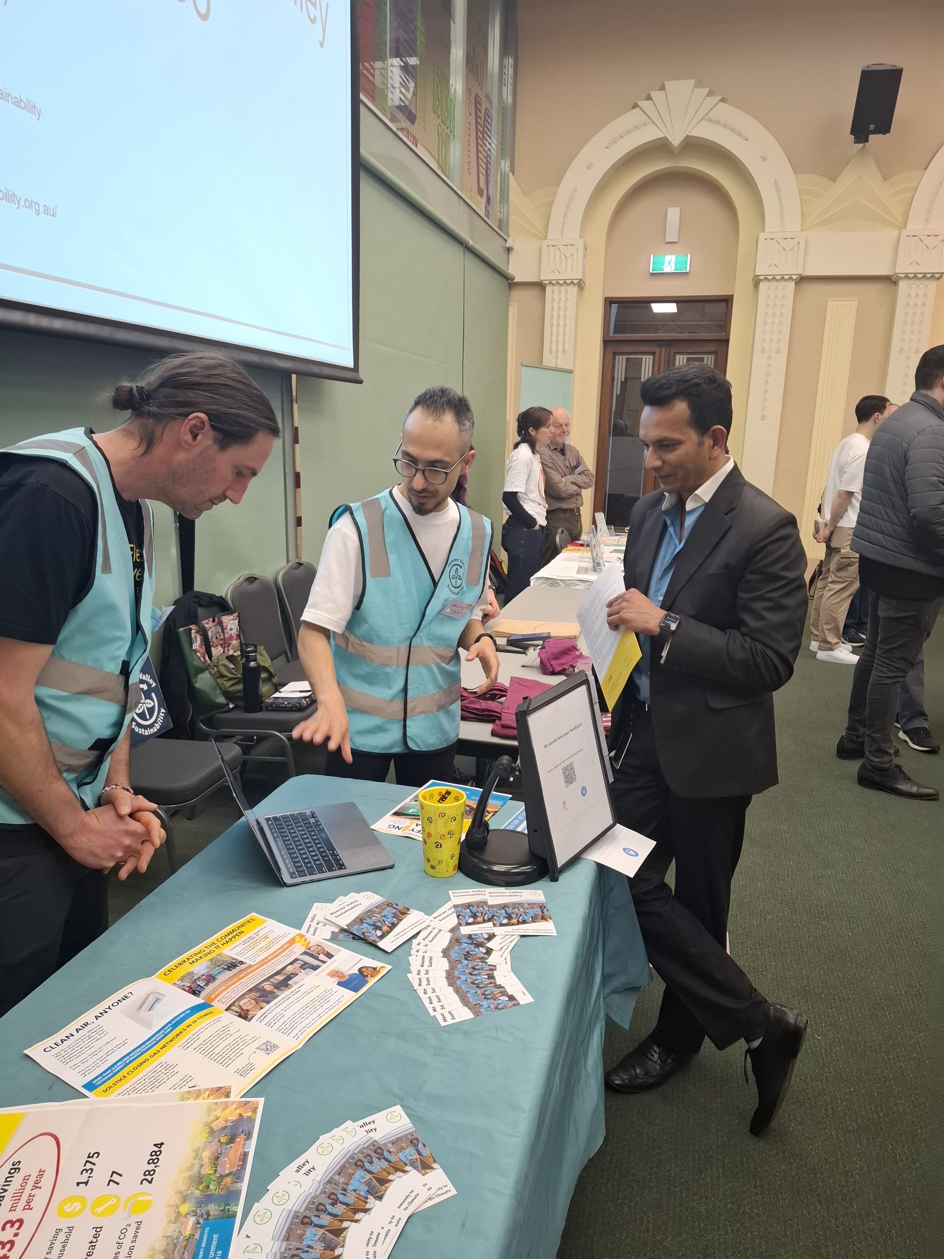 Morty sharing an idea at a community event