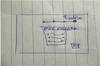 Hand-drawn Finalise screen with a price estimate
